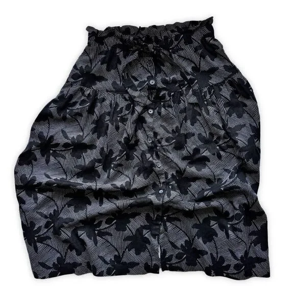 Universal Thread Black Linen Blend Button Front Midi Skirt Size M - Picture 2 of 10